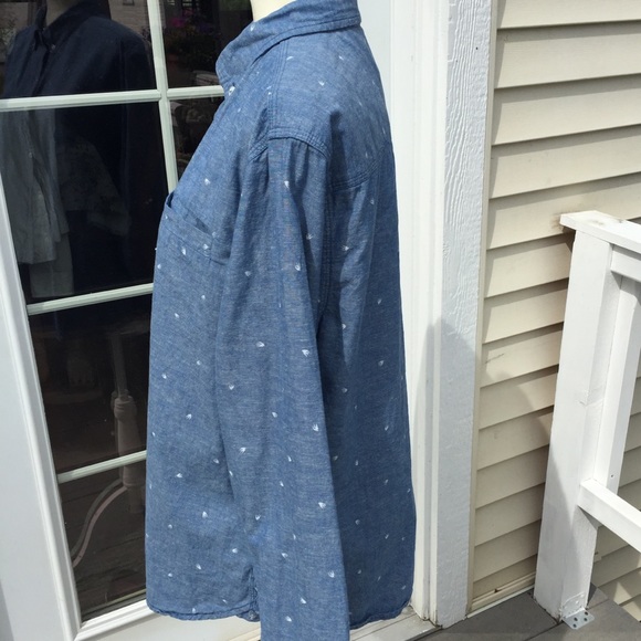 WHT Space Cotton & Linen Bird print Shirt size L - Picture 4 of 7